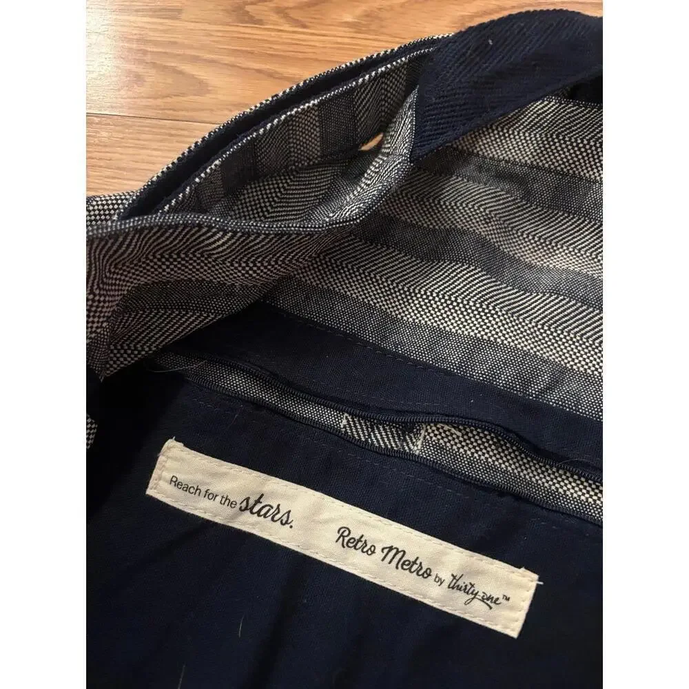 Thirty-One Striped Navy Blue Tote Bag - Picture 6 of 8